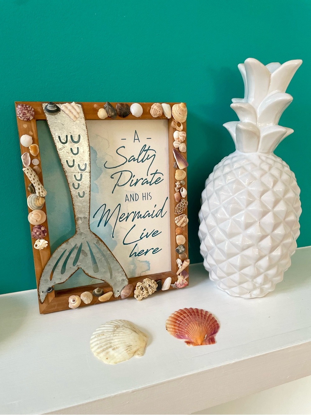 “A Salty Pirate and His Mermaid Live Here” Coastal Wall Sign